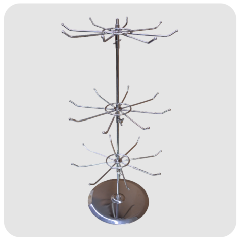 3 Tier Metal Hook Rotate Countertop Display