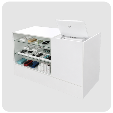6ft Display Case with Register Stand on the Side